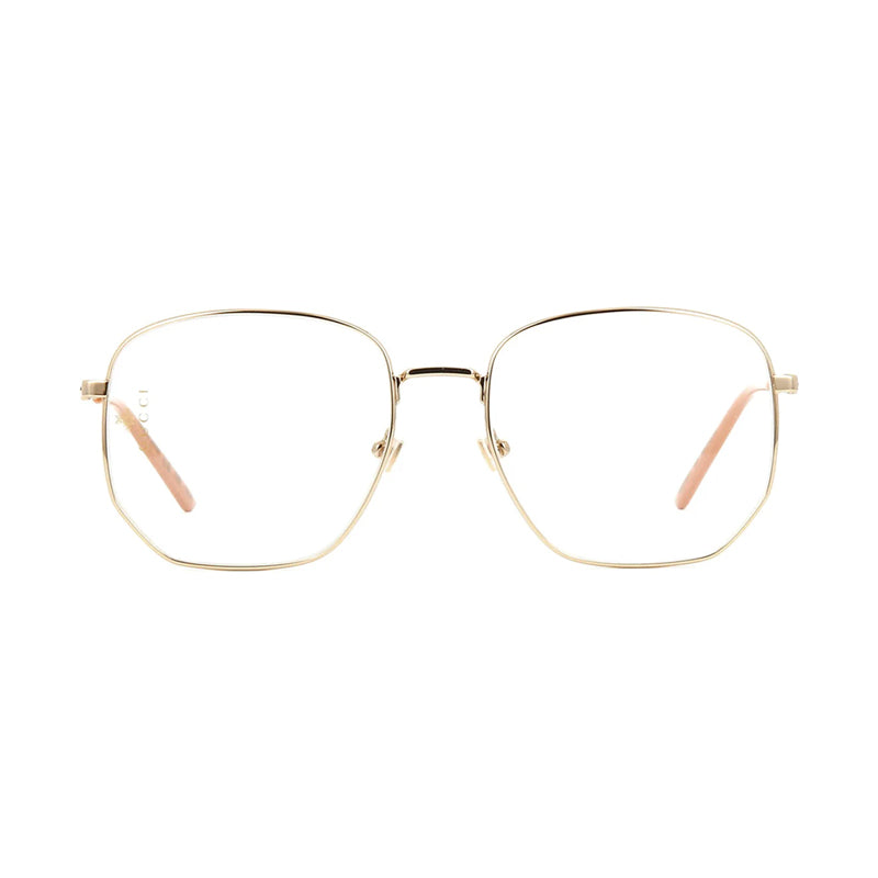 Gucci Sunglasses Round Full Rim, Gold Frame and Transparent Lens GG0396S001