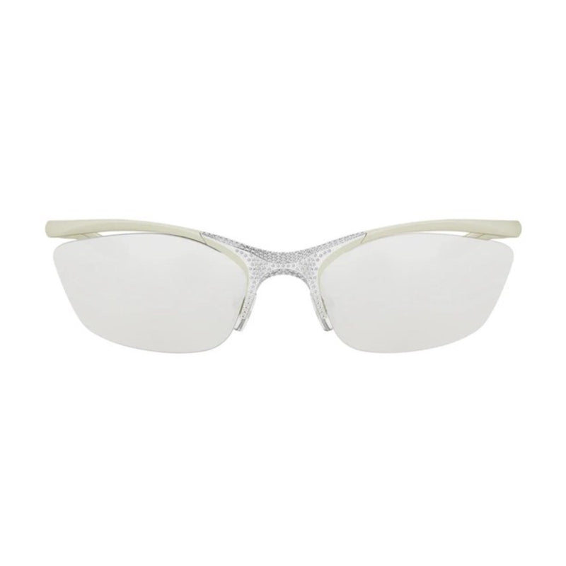 Fendi Sunglasses Cat Eye Semi Rim, Matte Green Frame and Silver Mirror Lens FE40176U94C