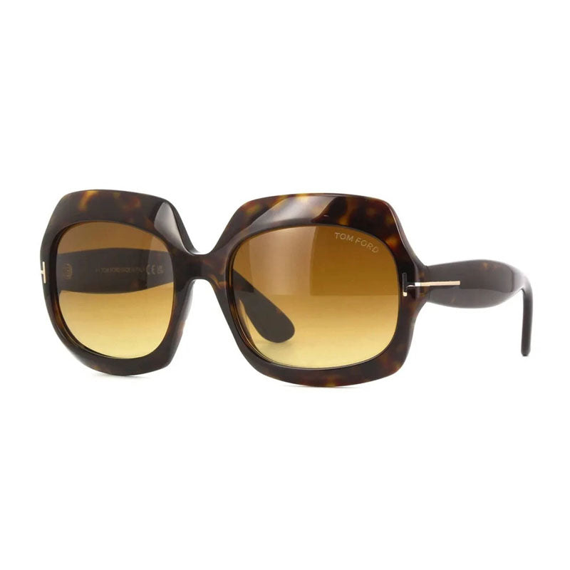 Tom Ford Sunglasses Square Full Rim, Dark Havana Frame and Brown Gradient Lens FT115552F