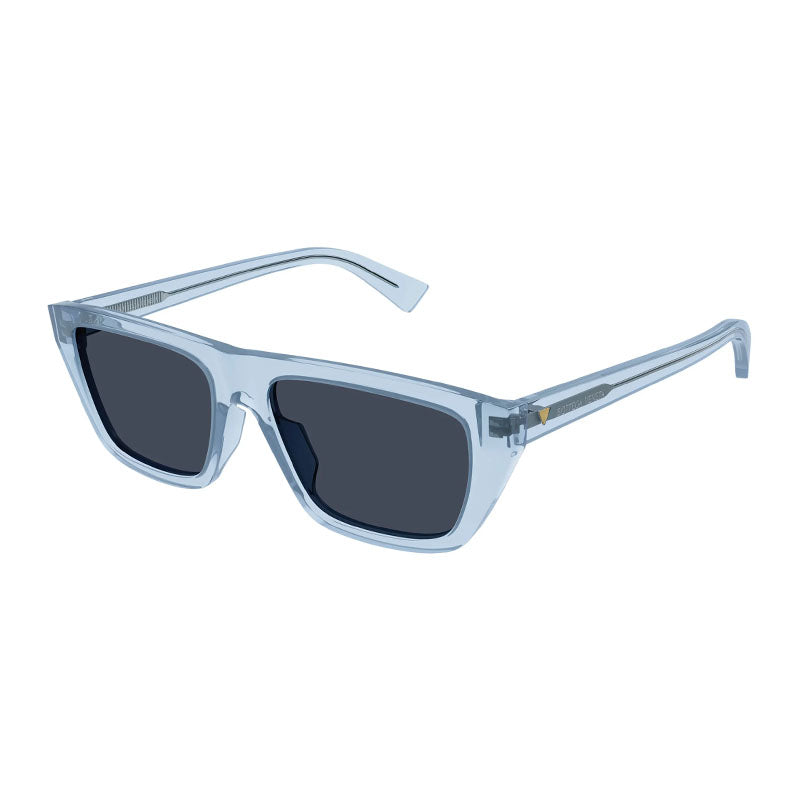 Bottega Veneta Sunglasses Square Full Rim, Transparent Light Blue Frame and Blue Lens BV1291S003