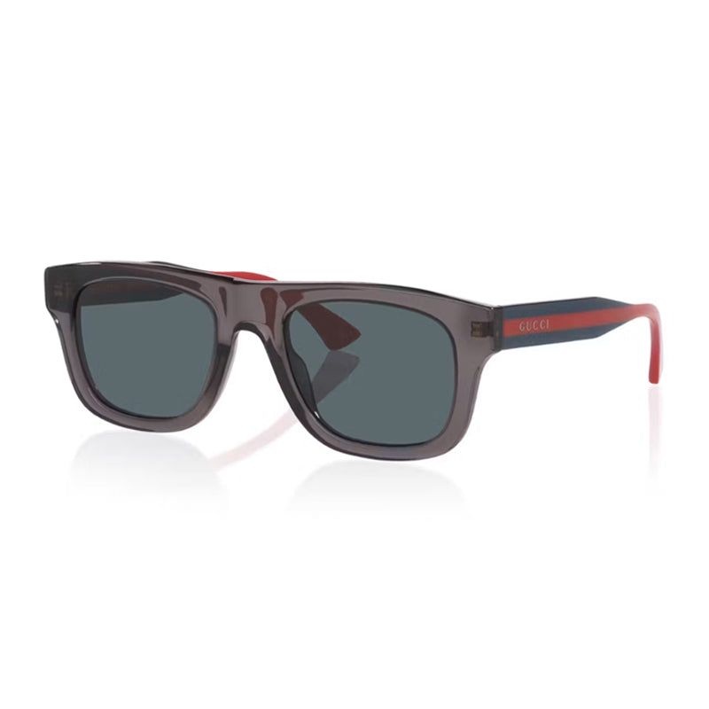 Gucci Sunglasses Square Full Rim, Shiny Transparent Dark Grey Frame and Blue Lens GG1991S004