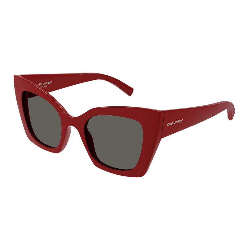 Saint Laurent Sunglasses Cat Eye Full Rim, Red Frame and Grey Lens SL552010