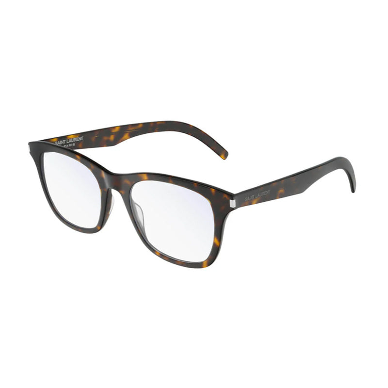 Saint Laurent Eyeglasses Square Full Rim, Havana Frame and Clear Demo Lenses Lens SL286SLIM002
