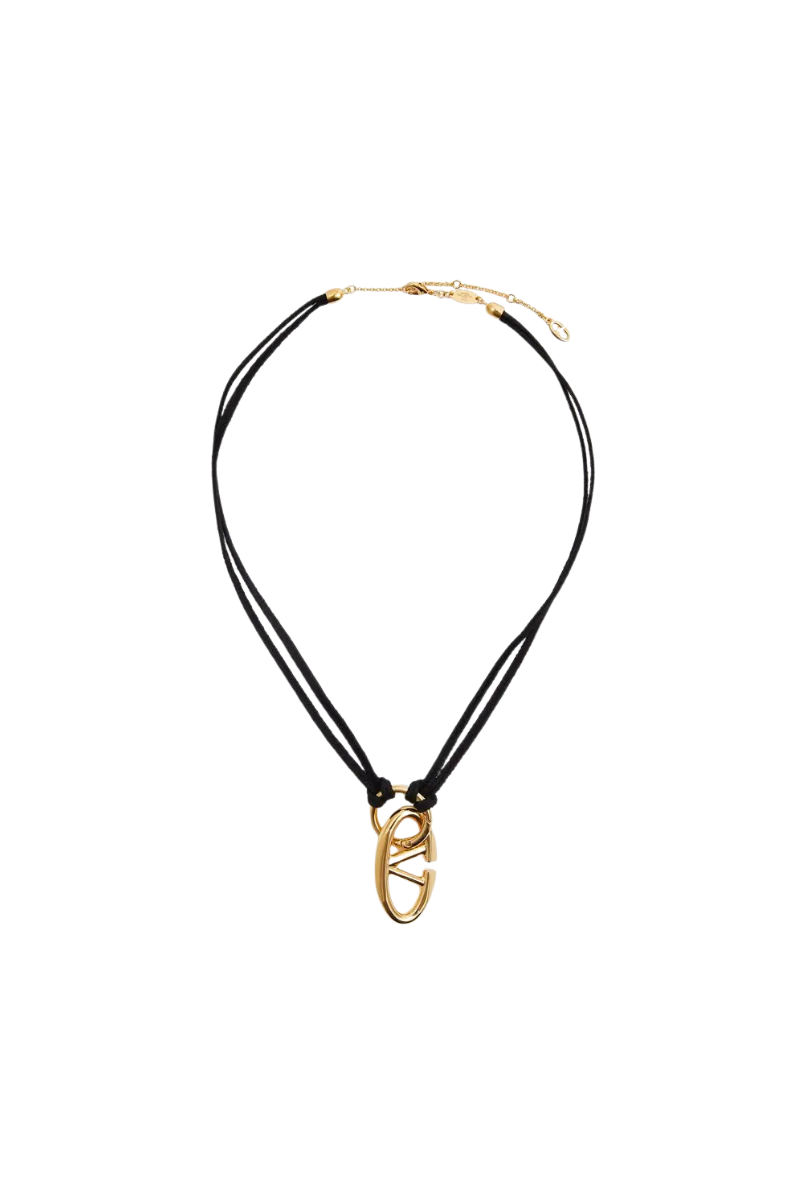 Valentino Garavani Vlogo Rope Necklace In Black