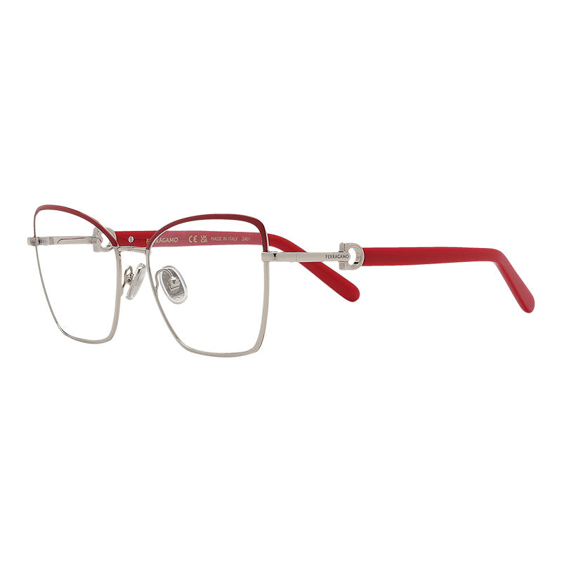Ferragamo Salvatore Ferragamo Eyeglasses Butterfly Full Rim, Gold/Burgundy Frame and Clear Demo Lens Lens SF2223N744