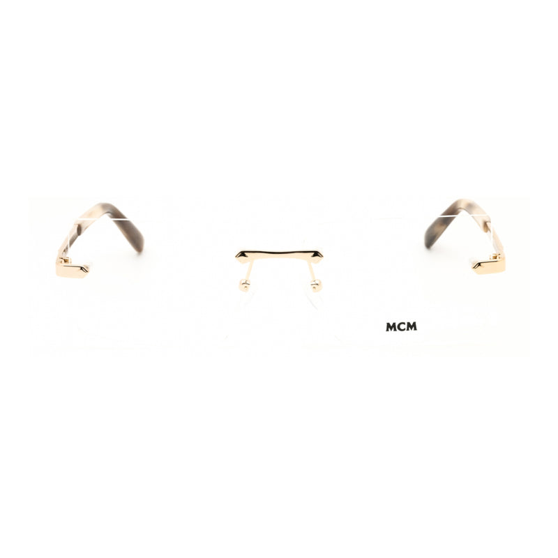 Mcm Eyeglasses Rectangle Rimless, Pale Gold Frame and Clear Demo Lenses Lens MW5018-H032