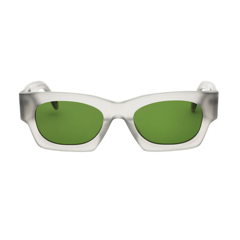 Palm Angels Sunglasses Rectangle Full Rim, Grey Frame and Green Lens PERI089BODIE0955