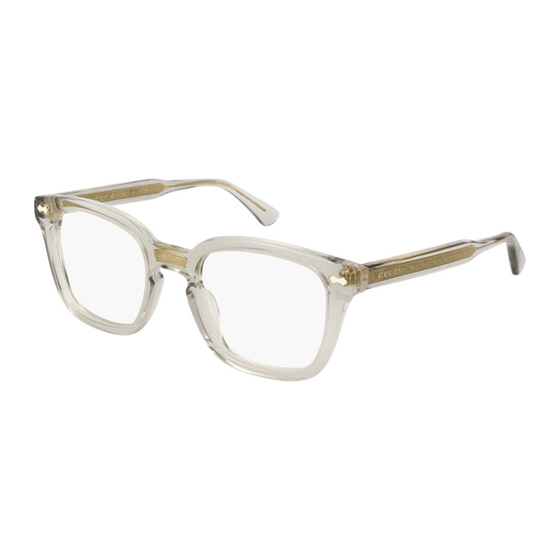 Gucci Eyeglasses Square Full Rim, Transparent Grey Frame and Clear Demo Lenses Lens GG0184O005