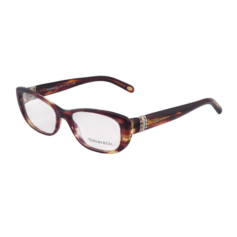 Tiffany & Co. Eyeglasses Square Full Rim, Havana Frame and Clear Demo Lenses Lens TF2076-B8081