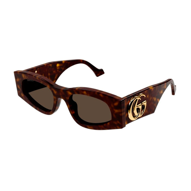 Gucci Sunglasses Square Full Rim, Havana Frame and Brown Lens GG1754S002
