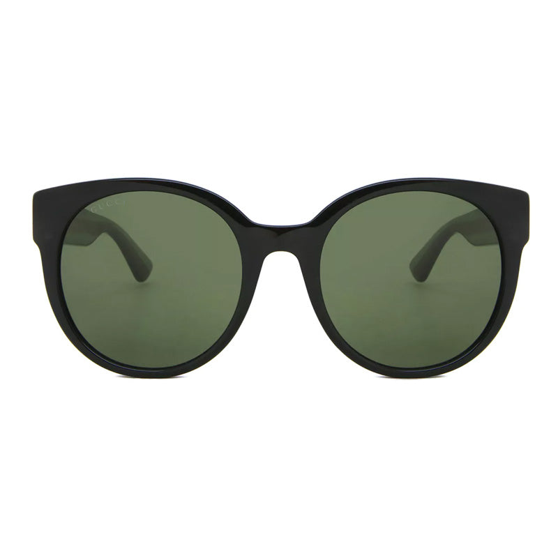 Gucci Sunglasses Round Full Rim, Black With Green And Red Frame and Green Lens GG0035SN002