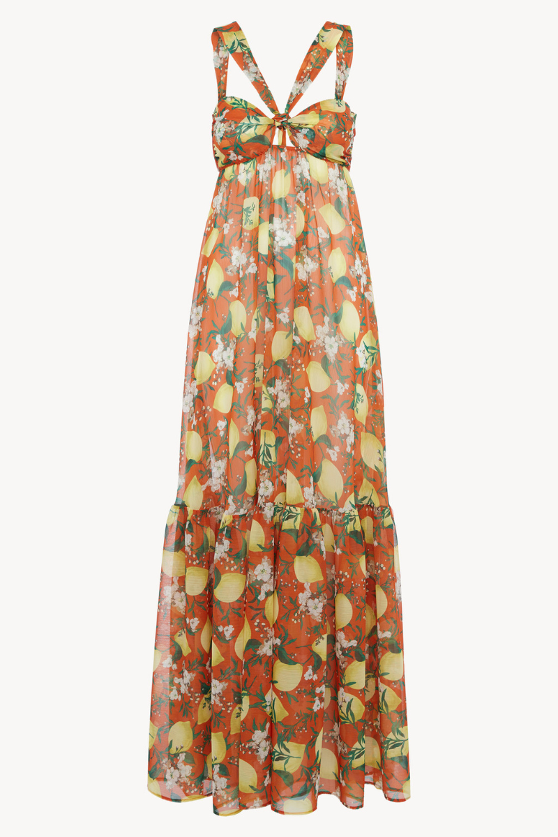 La Perla Amalfi Twist Long Dress In Orange Plm0074190