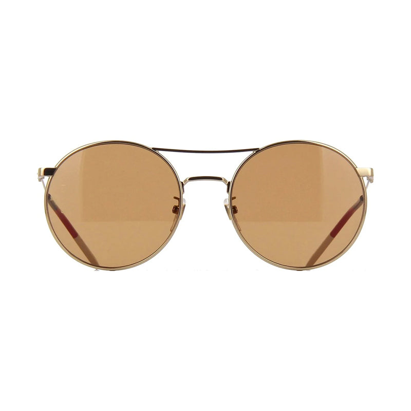 Gucci Sunglasses Round Full Rim, Gold Frame and Brown Lens GG0680S003
