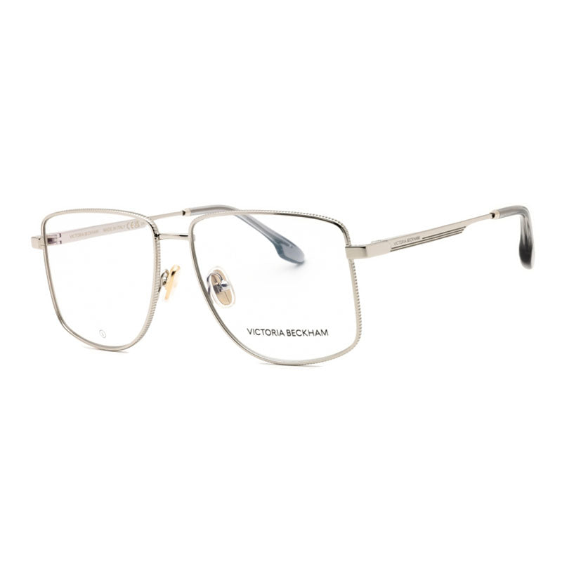 Victoria Beckham Eyeglasses Square Full Rim, Silver Frame and Clear Demo Lenses Lens VB2136040