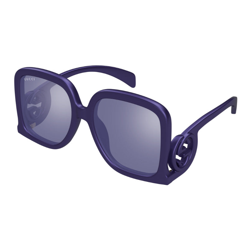 Gucci Sunglasses Square Full Rim, Violet Frame and Violet with Silver Mirror Lens GG1326S006