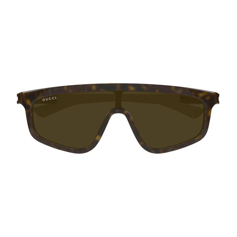 Gucci Sunglasses Shield Full Rim, Havana Frame and Brown Lens GG1736S002