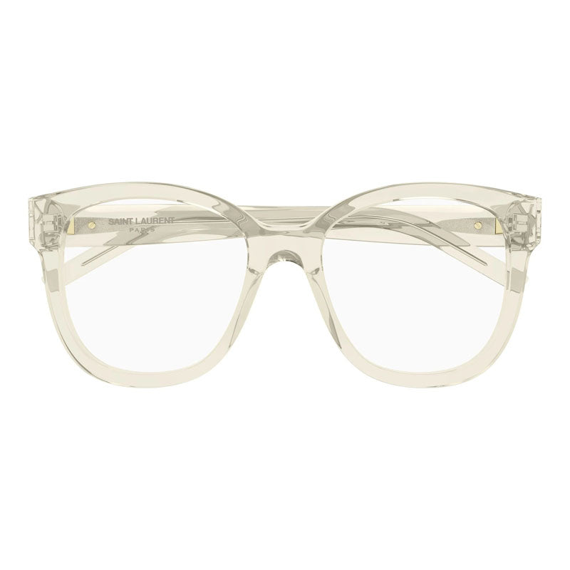 Saint Laurent Eyeglasses Square Full Rim, Transparent Yellow Frame and Clear Demo Lens Lens SLM97009