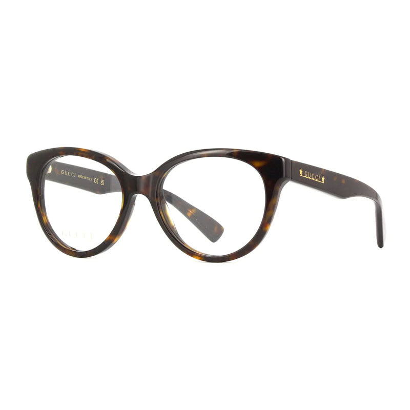 Gucci Eyeglasses Cat Eye Full Rim, Havana Frame and Clear Demo Lenses Lens GG1590O005