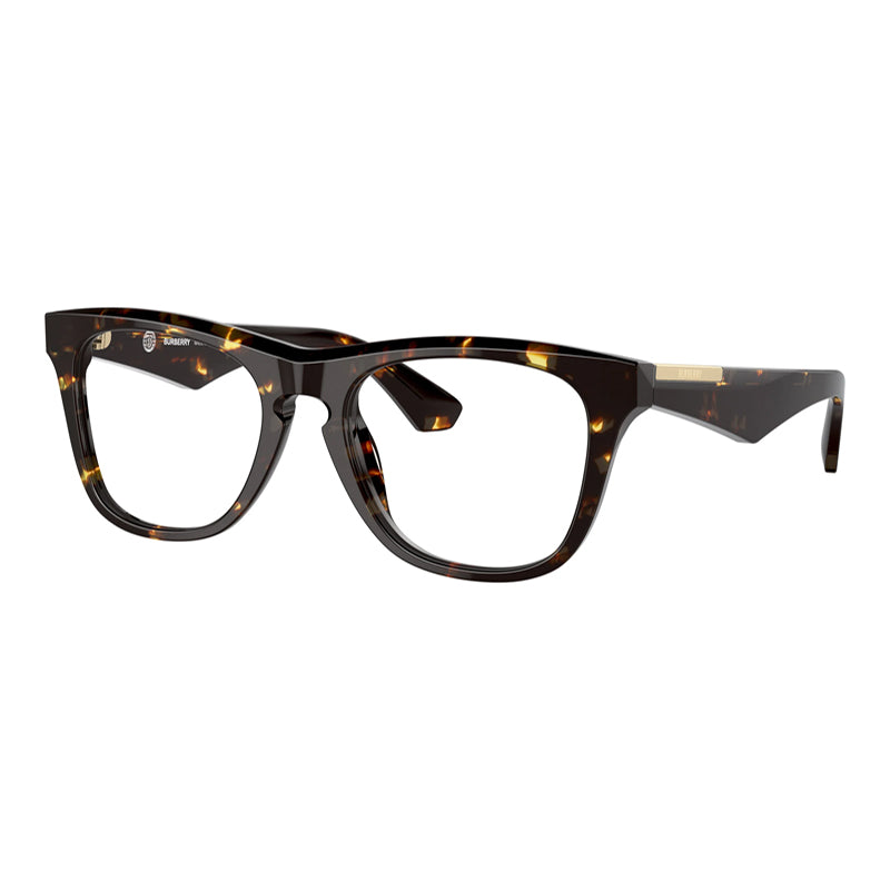 Burberry Eyeglasses Square Full Rim, Dark Havana Frame and Clear Demo Lenses Lens BE24094106
