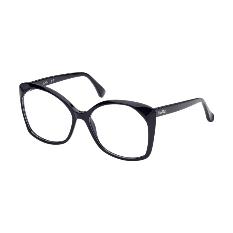Max Mara Eyeglasses Square Full Rim, Shiny Black Frame and Clear Demo Lens Lens MM5029001