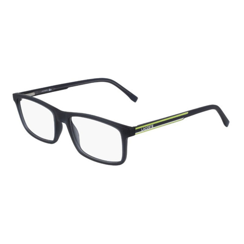 Lacoste Eyeglasses Rectangle Full Rim, Matte Dark Grey Frame and Clear Demo Lenses Lens L2858N024