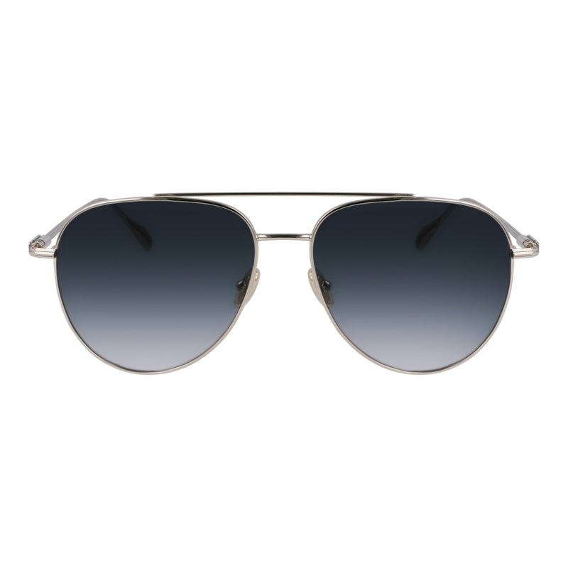 Ferragamo Salvatore Ferragamo Sunglasses Aviator Full Rim, Light Gold Frame and Blue Gradient Lens SF308S715