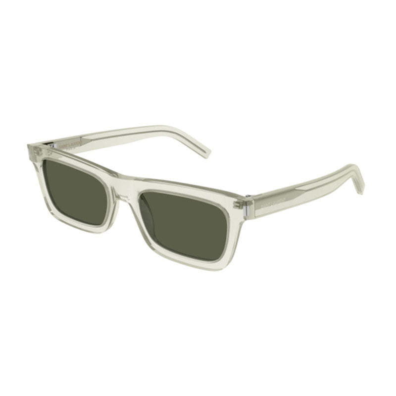Saint Laurent Sunglasses Rectangle Full Rim, Transparent Green Frame and Green Lens SL461BETTY015