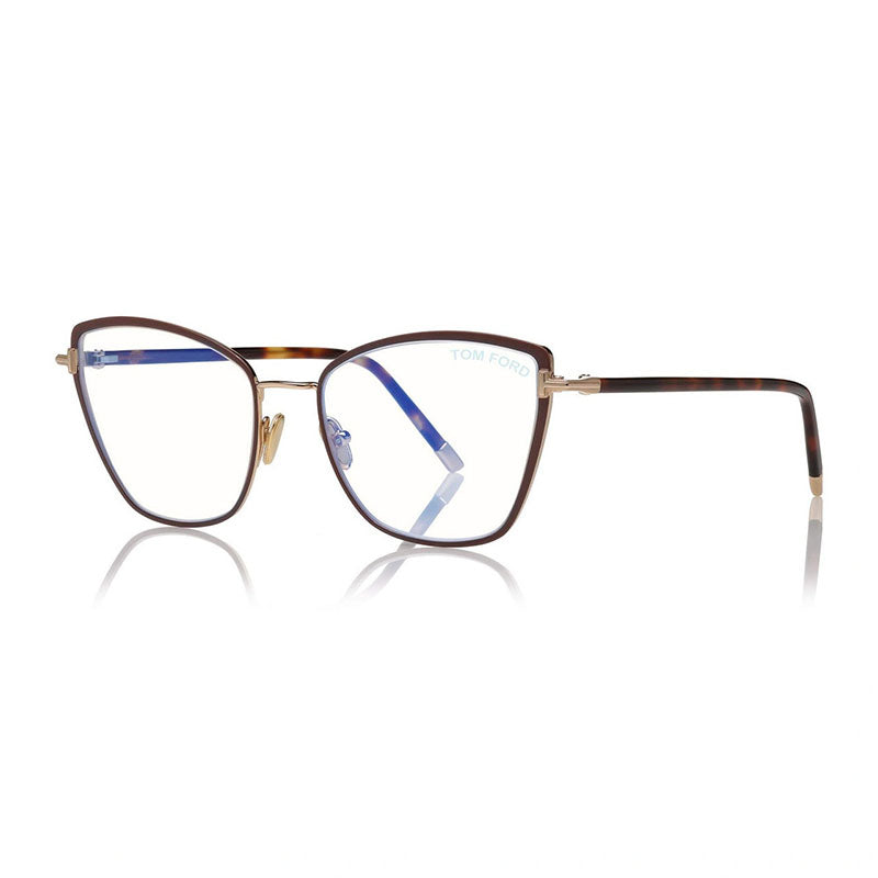 Tom Ford Eyeglasses Square Full Rim, Brown Enamel Frame and Clear Demo Lenses Lens FT5740-B048
