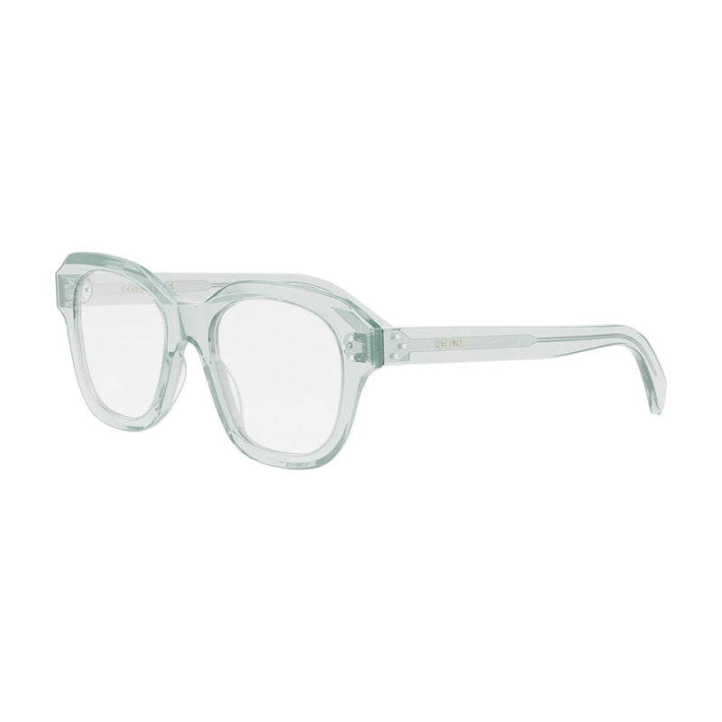 Celine Eyeglasses Square Full Rim, Shiny Transparent Lime Frame and Clear Demo Lens Lens CL50124I093
