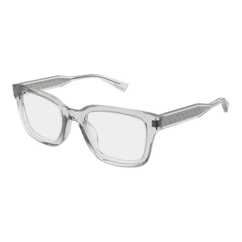 Gucci Eyeglasses Square Full Rim, Transparent Grey Frame and Clear Demo Lens Lens GG2071OL005