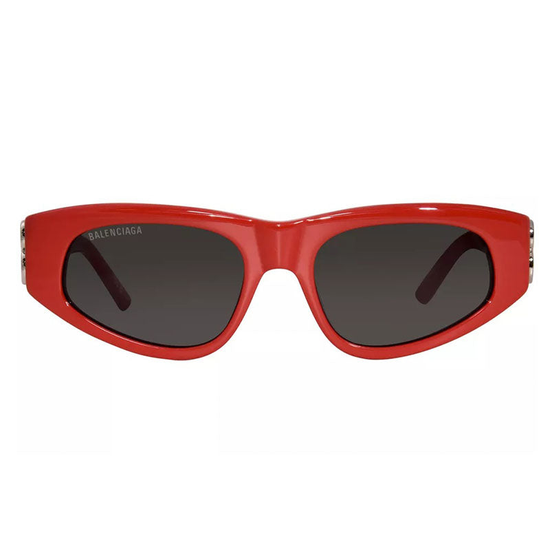Balenciaga Sunglasses Cat Eye Full Rim, Red Frame and Grey Lens BB0095S016