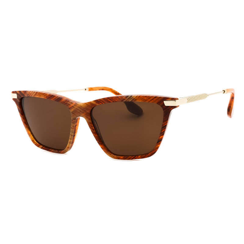 Victoria Beckham Sunglasses Cat Eye Full Rim, Amber Horn Frame and Brown Lens VB663S238