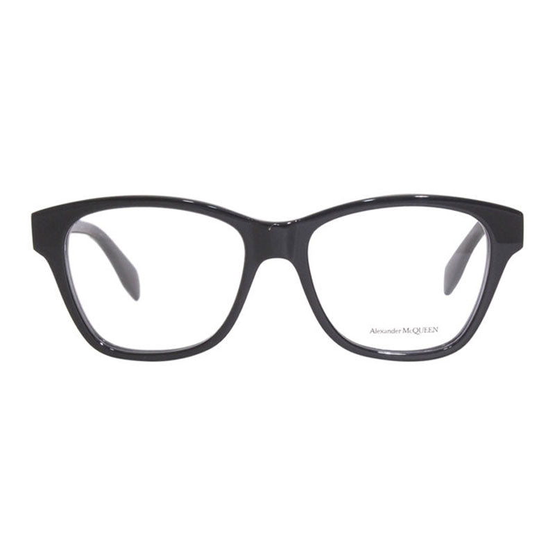 Alexander McQueen Eyeglasses Square Full Rim, Shiny Black Frame and Clear Demo Lens Lens AM0306O001