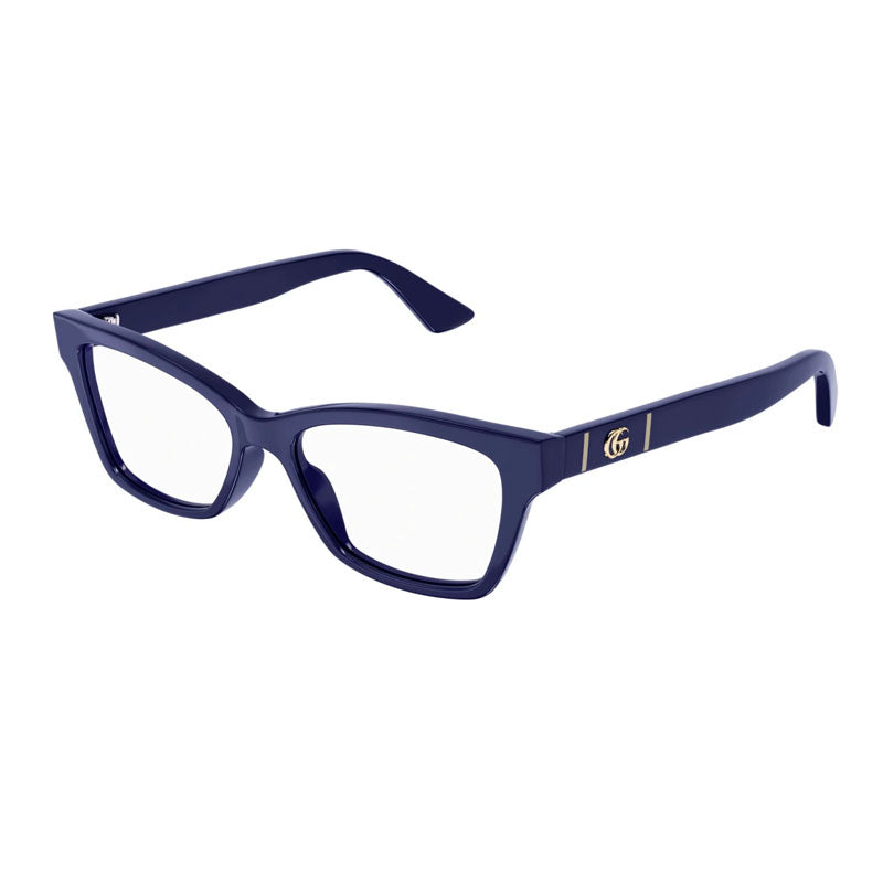 Gucci Eyeglasses Cat Eye Full Rim, Blue Frame and Clear Demo Lenses Lens GG0634O009