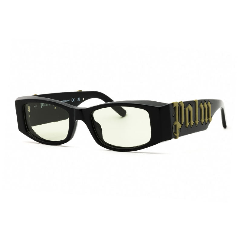 Palm Angels Sunglasses Rectangle Full Rim, Black Frame and Green Lens PERI007ANGEL1055