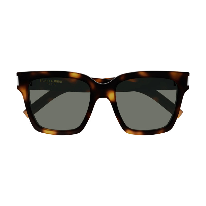 Saint Laurent Sunglasses Square Full Rim, Havana Frame and Green Lens SL507003