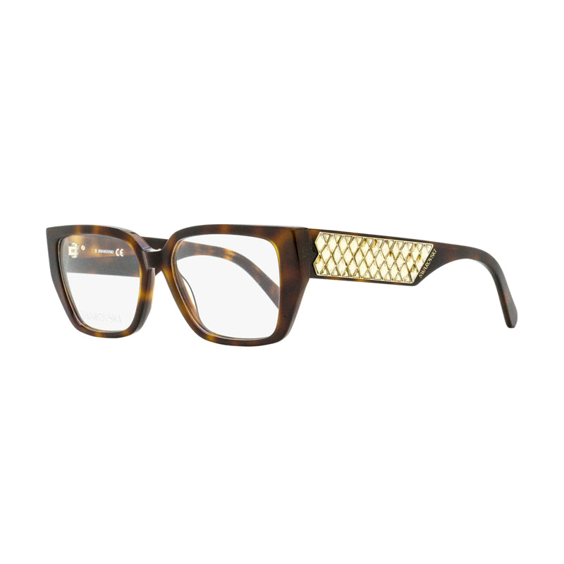 Swarovski Eyeglasses Rectangle Full Rim, Blonde Havana Frame and Clear Demo Lenses Lens SK5446053