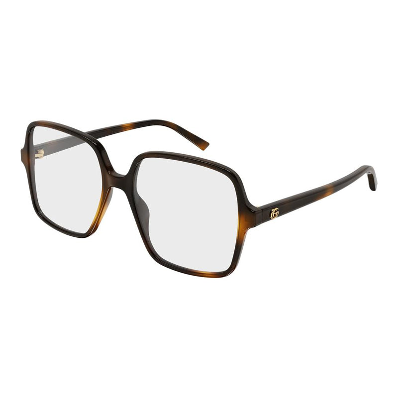 Gucci Eyeglasses Square Full Rim, Dark Havana Frame and Clear Demo Lenses Lens GG1994O002