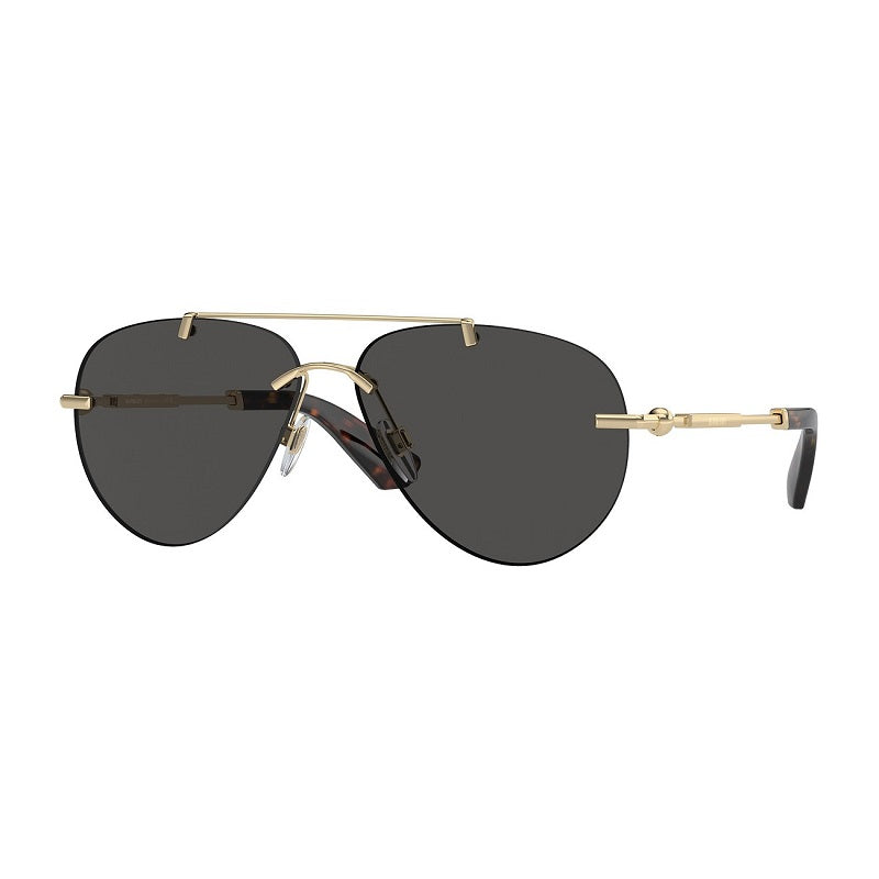 Burberry Sunglasses Aviator Rimless, Light Gold Frame and Dark Grey Lens BE3151110987