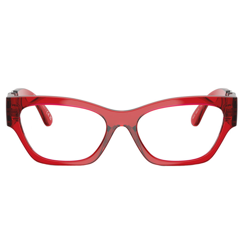 Versace Eyeglasses Cat Eye Full Rim, Red Transparent Frame and Clear Demo Lenses Lens VE3367U5495