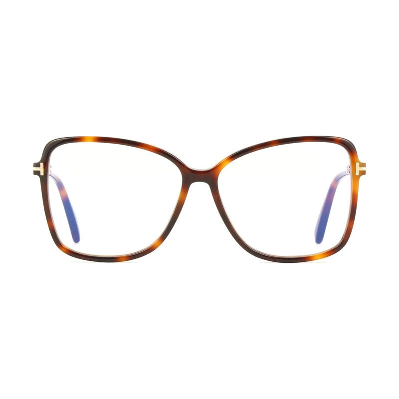 Tom Ford Eyeglasses Butterfly Full Rim, Blonde Havana Frame and Clear Blue Light Block Lens FT5953-B053