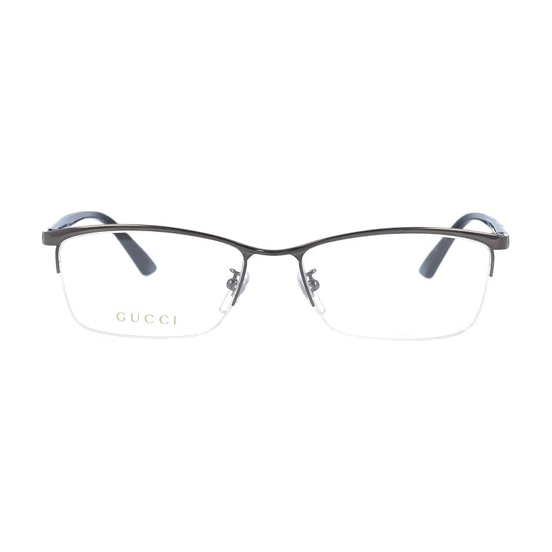 Gucci Eyeglasses Square Semi Rim, Ruthenium Frame and Clear Demo Lenses Lens GG0856OJ003