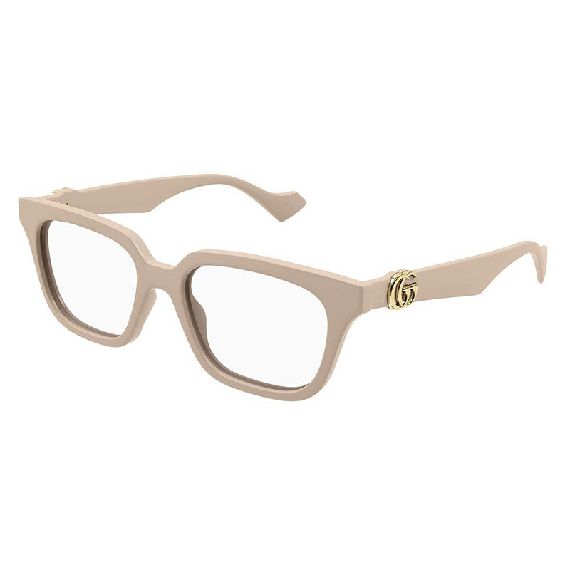 Gucci Eyeglasses Square Full Rim, Nude Frame and Clear Demo Lenses Lens GG1536O007