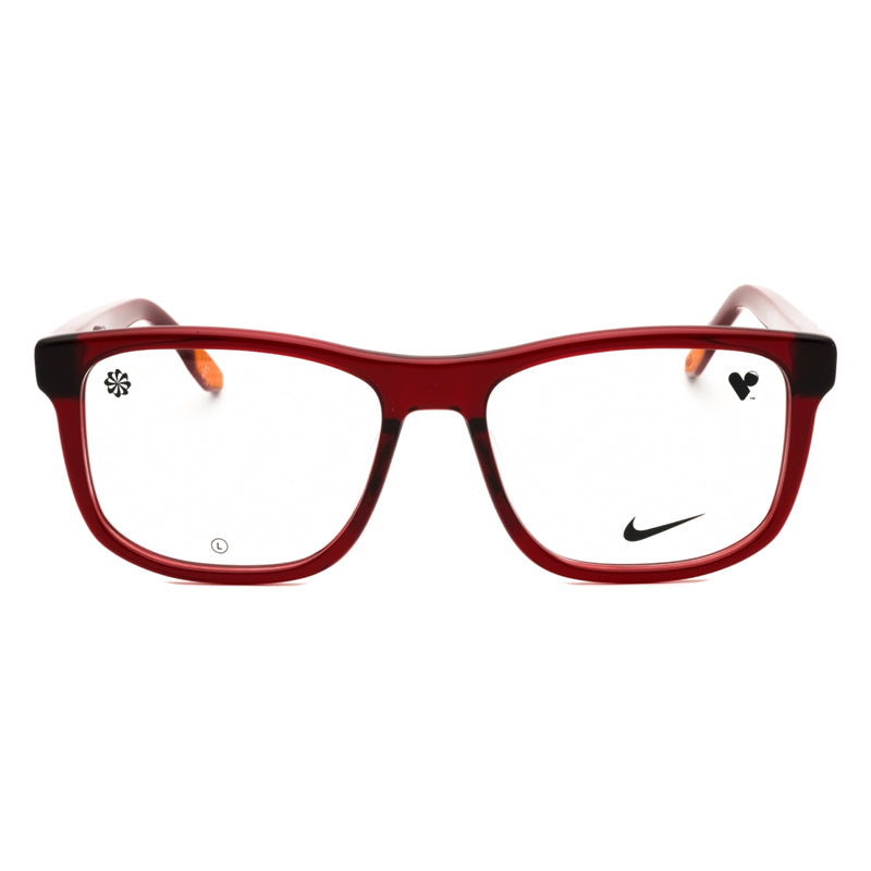 Nike Eyeglasses Rectangle Full Rim, Crystal Bordeaux Frame and Clear Demo Lenses Lens NIKE7163LB601