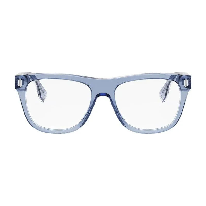 Fendi Eyeglasses Square Full Rim, Shiny Blue Frame and Clear Demo Lens Lens FE50070I090