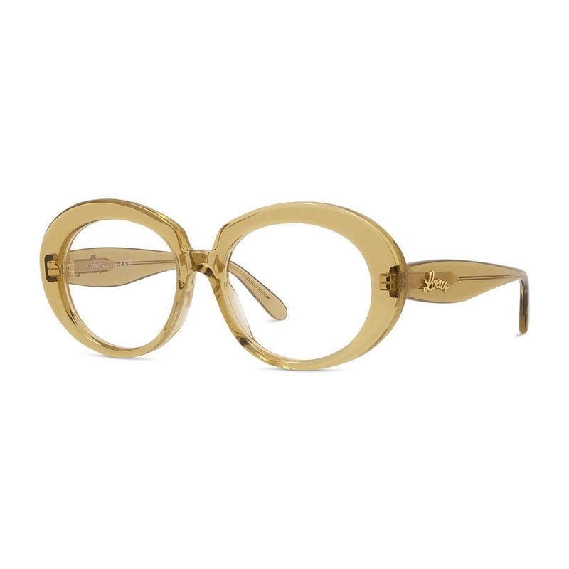 Loewe Eyeglasses Oval Full Rim, Shiny Dark Green Frame and Clear Demo Lens Lens LW50089I096