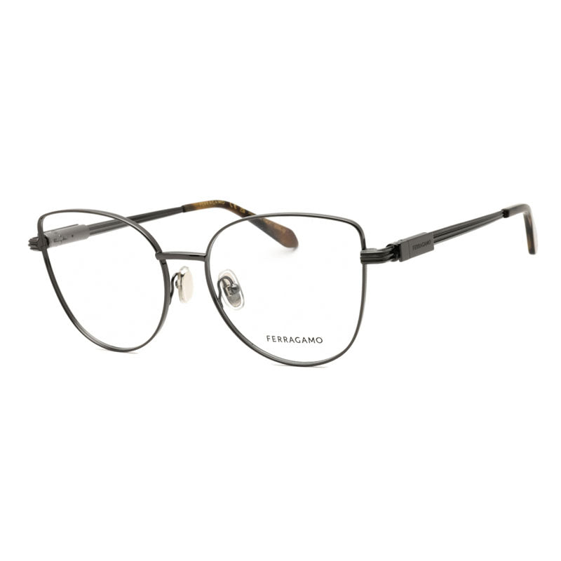 Ferragamo Salvatore Ferragamo Eyeglasses Cat Eye Full Rim, Dark Ruthenium Frame and Clear Demo Lenses Lens SF2240027