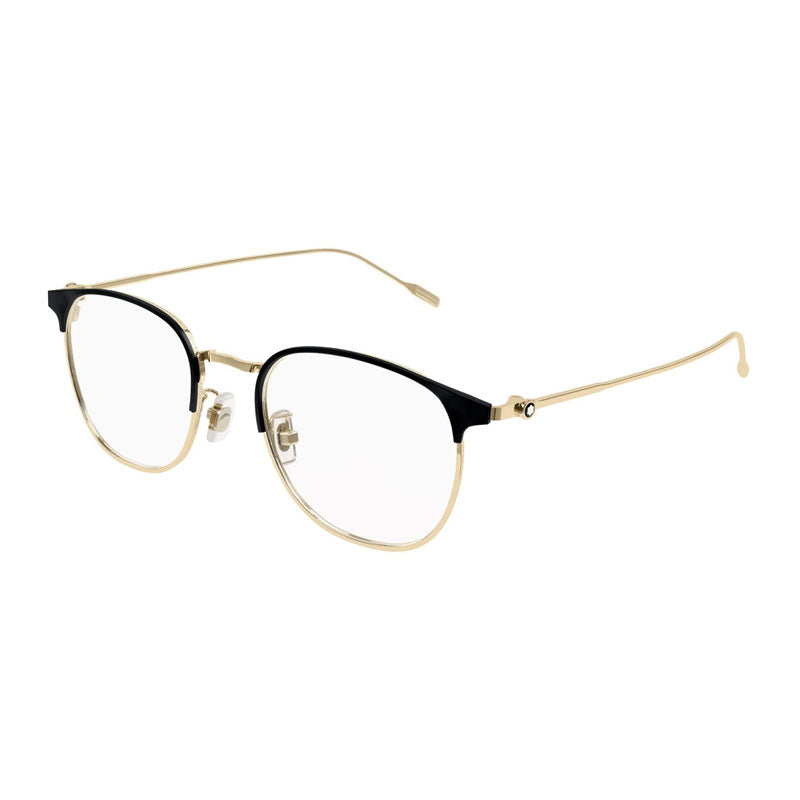 Montblanc Eyeglasses Square Full Rim, Gold Frame and Clear Demo Lens Lens MB0191O004