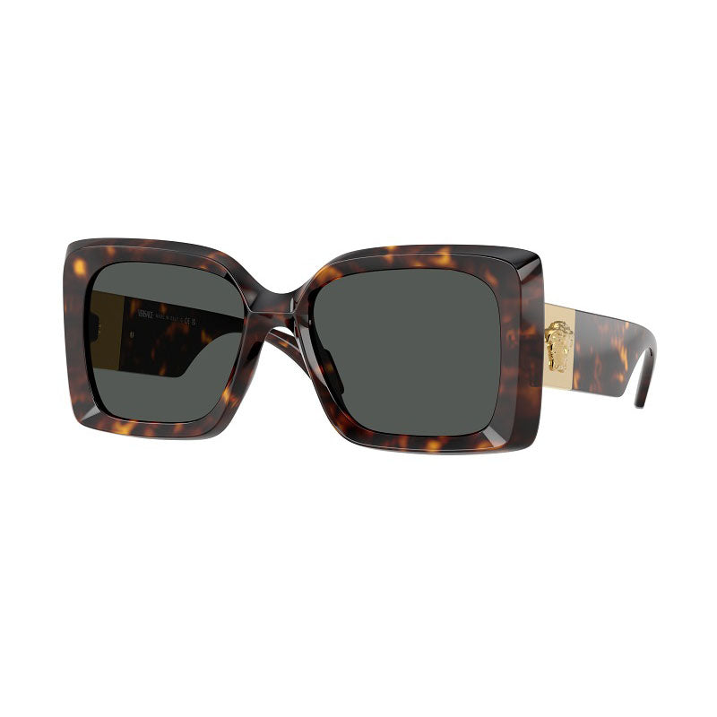 Versace Sunglasses Square Full Rim, Havana Frame and Dark Grey Lens VE4467U108/87