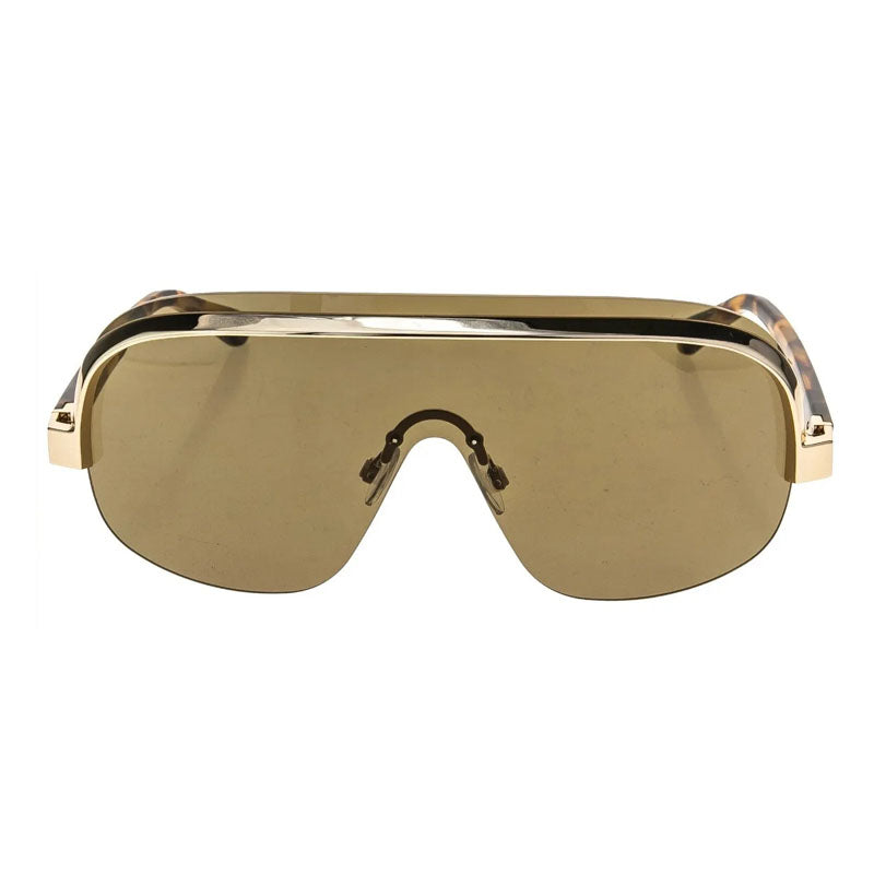 Palm Angels Sunglasses Shield Rimless, Gold/Havana Frame and Brown Lens PERI10IKING6064